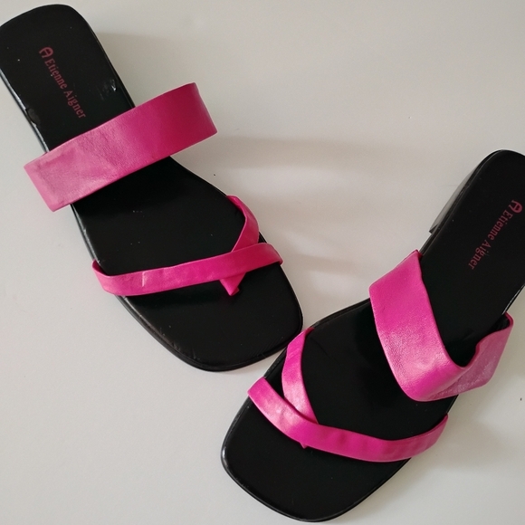 Etienne Aigner Shoes - Etienne Aigner Fushia Hot Pink Genuine Leather Sandals Sandy Cay Flat Size 8